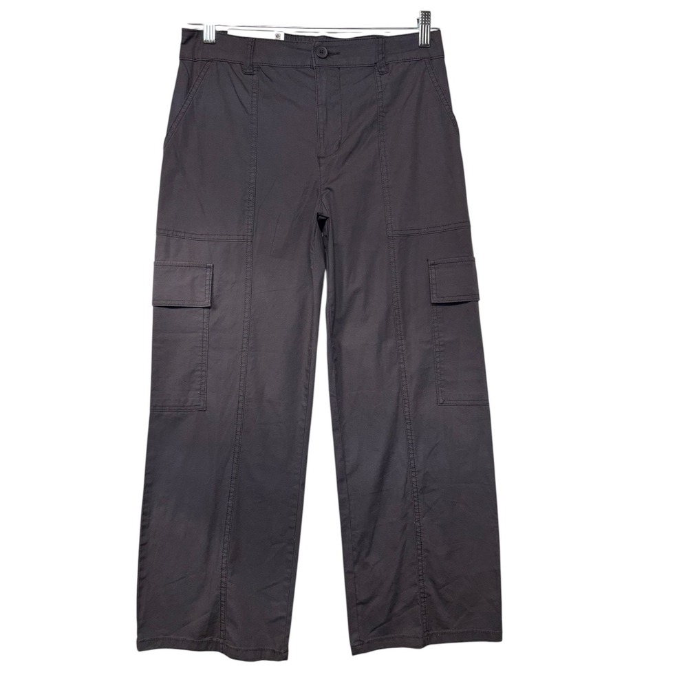 Social Standard by Sanctuary Portside Cargo Crop Pants Gray Stretch Poplin Sz M